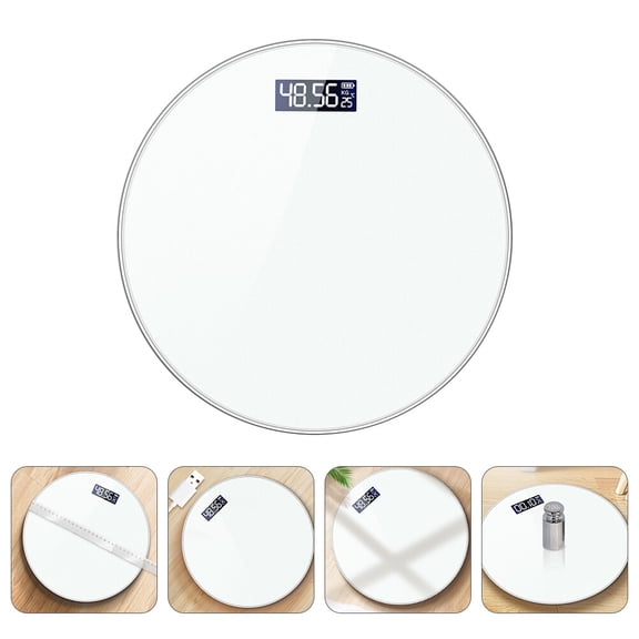GAXIRE Practical Electronic Weight Scale with Large LED Display for Home Use in White, ABS & Glass Design