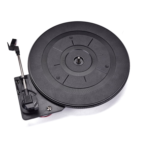 GAXIRE 28Cm Black Vintage Record Player Turntable with Built in Preamp and Adjustable Counterweight