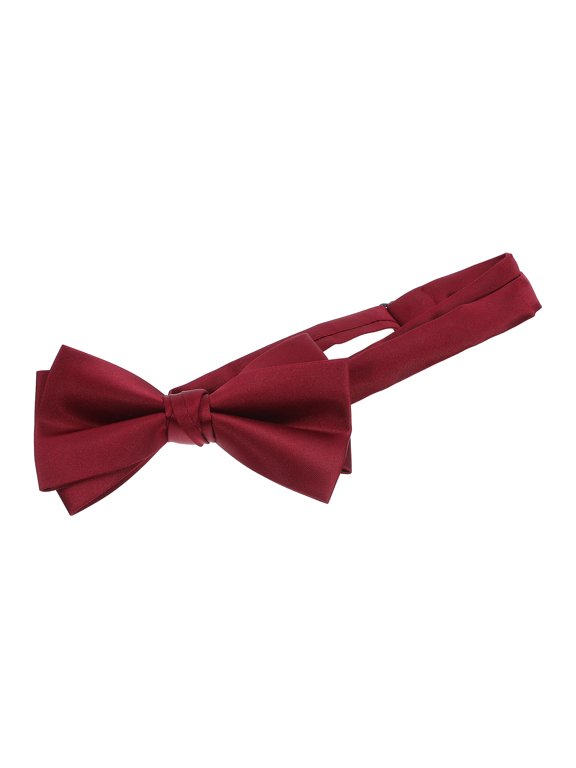 Red Polyester Pre-Tied Bow Tie for Men, Groom Neckwear Accessory for Weddings and Formal Parties