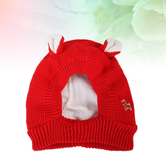 GAXIRE Adorable Rabbit Ear Hat Winter Warm Pet Headdress Party Knitted Photo Prop for Dog Puppy (Red)