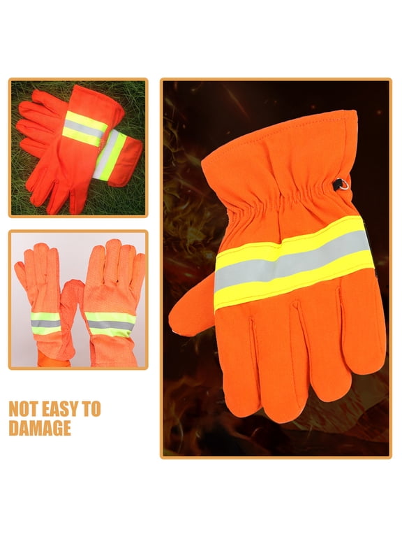 Rescue Gloves, 1 Pair Orange Safety Gloves for Fire , 10.23 x 4.33 x 0.79 inches
