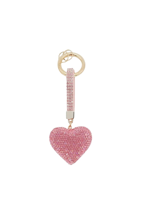 Rhinestone Heart Shape Keychains for Women Pink Key Ring 1Set