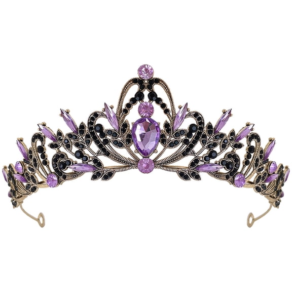 GAXIRE Purple Rhinestones Bridal Headband Wedding Crown for Prom and Parties