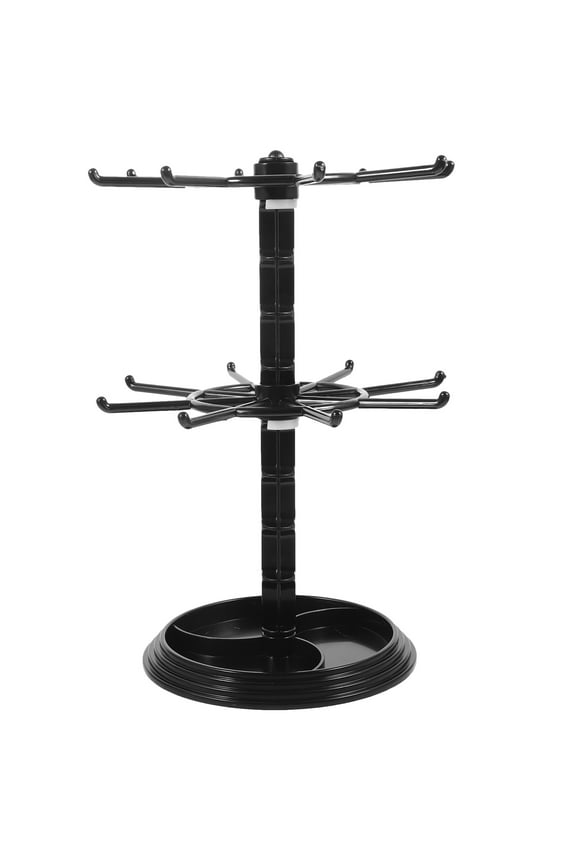 Garneck 2-Tier Rotating Jewelry Display Stand Small Hanger Storage for Key Rings Charms Hair Ties and Accessories Organizer