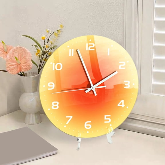 GAXIRE Round Acrylic Wall Clock Orange Finish Suitable for Bedroom and Living Room with Functional Design