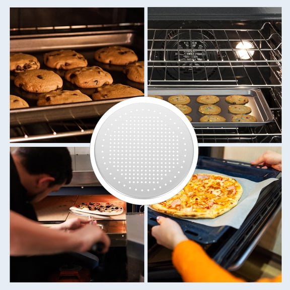 GAXIRE Round Aluminium Pizza Pan Fine Mesh Pizza Baking Tray Household Pizza Baking Plate Cake Tray