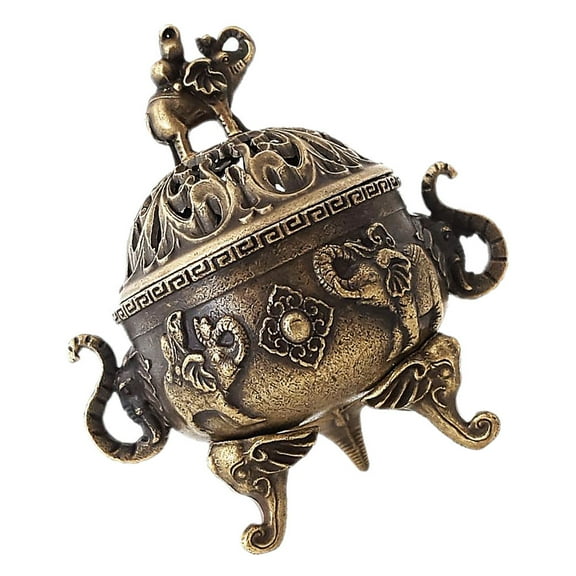 GAXIRE Rustic Incense Burner Copper for Home Decor Item Meditation Aid and Fragrance Use 1Set
