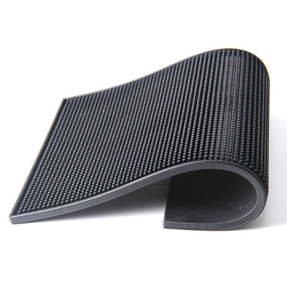 GAXIRE Deep Groove Silicone Drain Tray Black Non Slip Mat for Kitchen and Bar Use