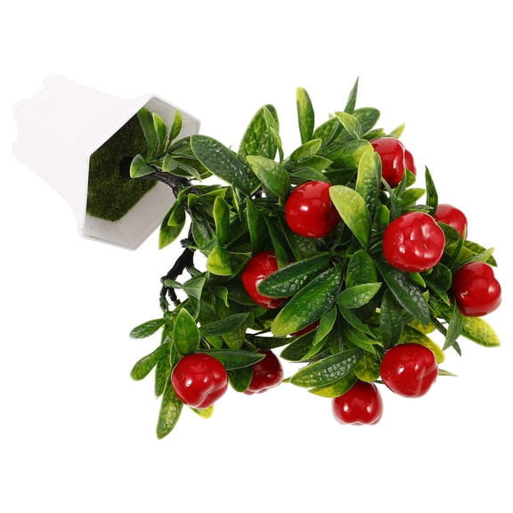 GAXIRE Simulated Fruit Tree Bonsai Artificial Small Apples Tree Plastic No Maintenance Required 1Pcs