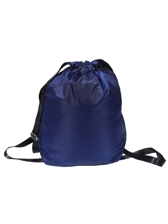 Large Capacity Dark Blue Drawstring Backpack for Travel and Storage