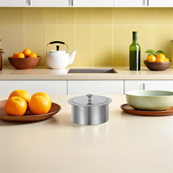 GAXIRE Space Saving Stainless Steel Countertop Waste Chute Lid for Kitchen and Bathroom