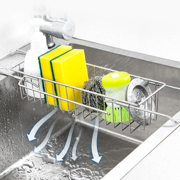 GAXIRE Sponge Holder for Kitchen Sink 304 Stainless Steel Drain Rack 1Pack