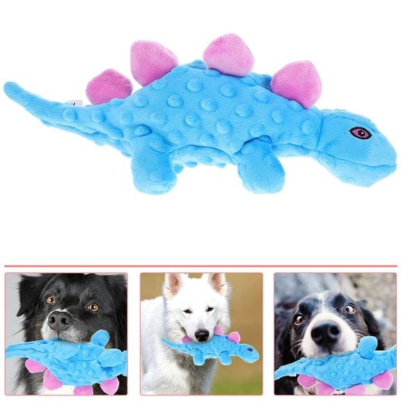 GAXIRE Squeaky Dog Toys Plush Dinosaur Shaped Pet Toy for Indoor Playing 1Pcs 11.8x4.9x3.9in