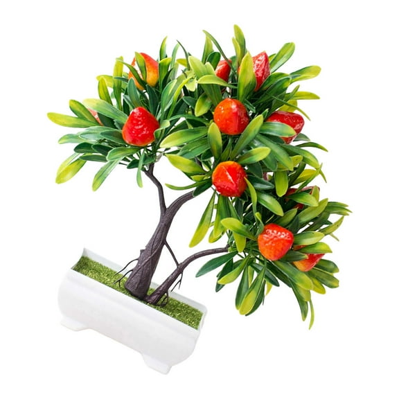 GAXIRE Artificial Strawberry Tree Bonsai Plant Home Decor Simulation Potted Plant for Indoor Outdoor Decoration