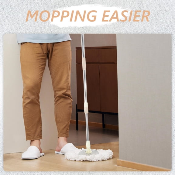 GAXIRE Telescopic Spin Mop Handle Replacement Mop Replace Handle Rotating Household Mop Stick with Plastic Disc for Floor Cleaning Mopping Accessories Khaki