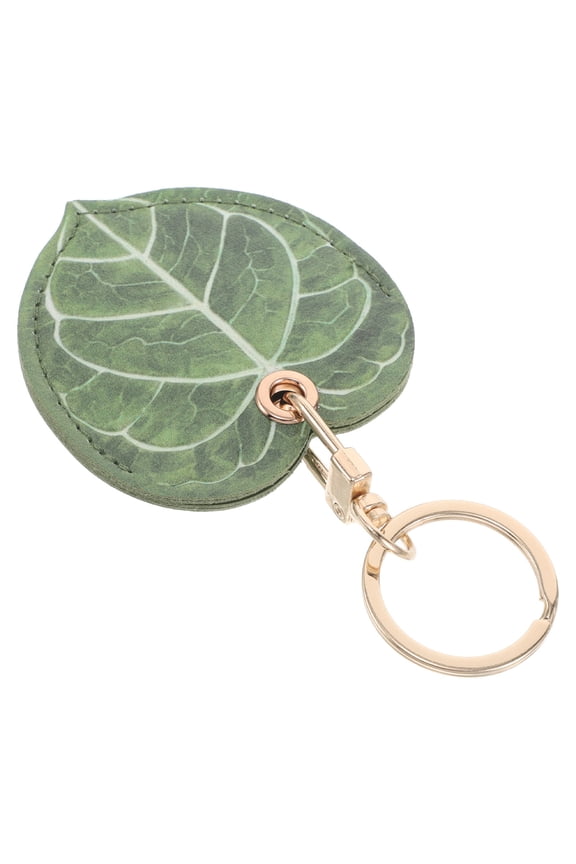Green Leaf Keychain for Keys, 1 Pack with Card Holder, Secure Key Attachment, and Stylish Accessory