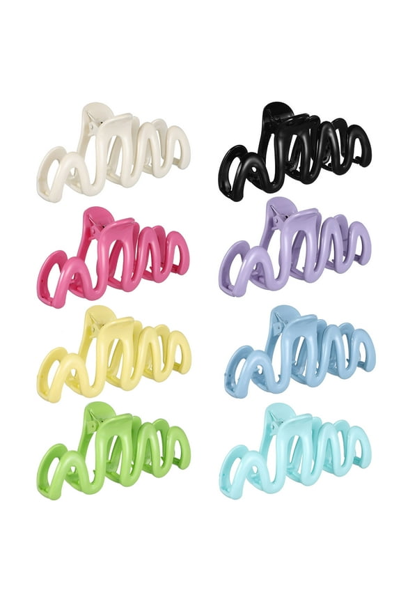 Variety Pack of 8 Non- Jelly Hair Clips for Women, Suitable for Thick, , Short, Curly, and Straight Hair