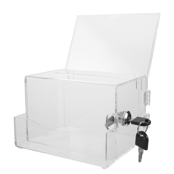 GAXIRE Versatile Acrylic Lockable Donation Box with Card Slot Secure Tip and Money Storage Case