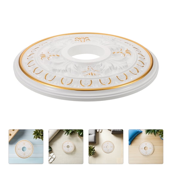 GAXIRE White Lightweight Plaster Decorative Ceiling Plate 39.6cm Diameter for Light Fixtures