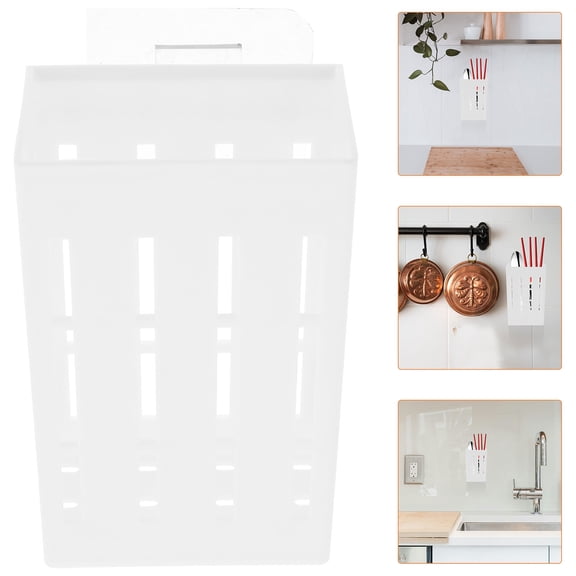 GAXIRE White Plastic Chopstick Holder with Large Capacity and Draining Holes, Kitchen Utensil Organizer for Home Use