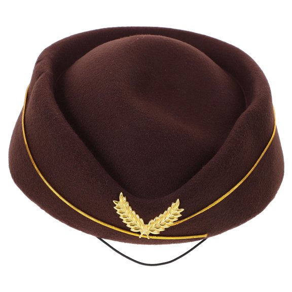 GAXIRE Women's Flight Attendant Costume Accessories Beret Hat Coffee 1Pack