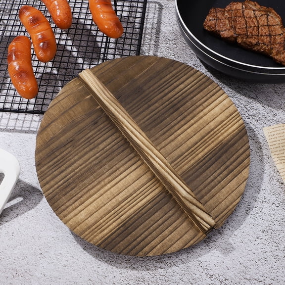 GAXIRE Wooden Pot Protector Anti-Scalding Lid for Cooking Pot Brown 1 Piece