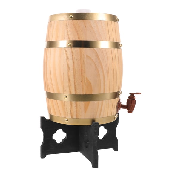 GAXIRE Wooden Wine Barrel for Home Brewing Beige 5L Oak Barrel with Leakproof Spigot Dispenser