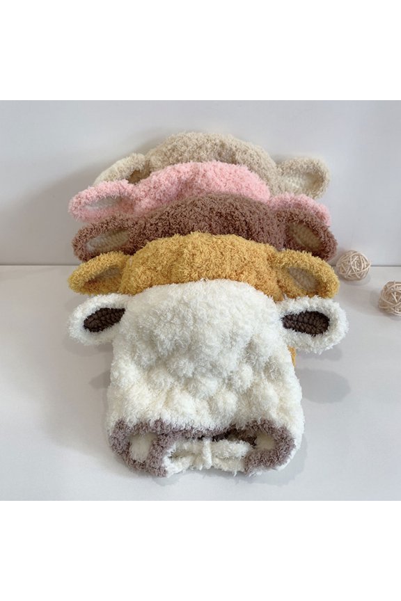 Writwaa Baby Ear Plush Sheep Hat for Infants Toddlers, Fits 46-50cm , Winter Warmth, Soft Cozy Cute Photography Prop