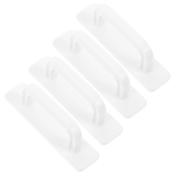GAXIRE 4 PCS White ABS Self Adhesive Cabinet Handles for Kitchen Bathroom Doors, Easy Install, Ideal for Renters