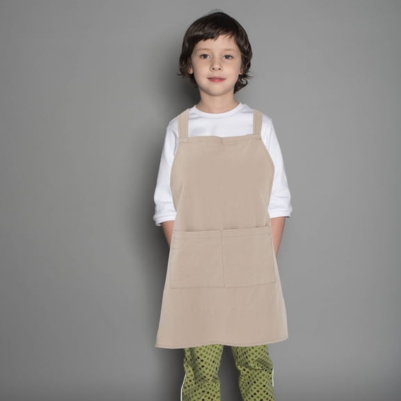 GAXIRE Kids Graffiti Apron, Linen Khaki Painting and Cooking Apron for Children, Baking , 1 Piece