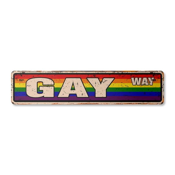 GAY Vintage Plastic Street Sign homosexual same sex lesbian bisexual | Indoor/Outdoor | 18" Wide
