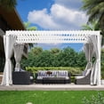 thumbnail image 1 of GAZEBETER 10' x 12' Louvered Pergola, Outdoor Aluminium Pergola with Adjustable Roof, Curtains and Netting, Hardtop Gazebo for Patio, Deck, Garden, Yard, Beach, White, 1 of 6