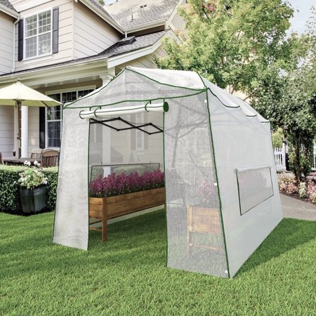 GAZEBETER 11 x 8.5 x 8 FT Outdoor Portable Walk-in Greenhouse,Pop-up Green House with Roll-up Windows and Roll-Up Zippered Door,White
