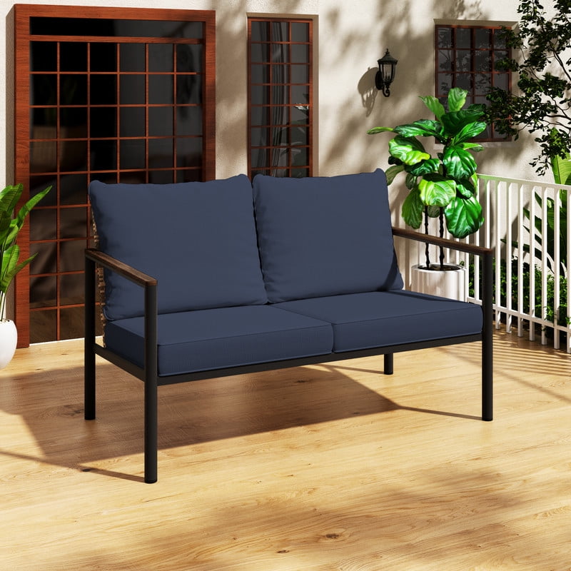 GAZEBETER 2 Seats Aluminum Loveseat Patio for Outdoor Indoor,Metal ...
