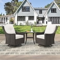 thumbnail image 1 of GAZEBETER 3-Piece Rattan Patio Furniture Set,2 Rocking Chairs + 1 Glass Top Coffee Table,Outdoor Wicker Conversation Set with Waterproof Cushions for Garden,Porch,Balcony,Deck（Beige), 1 of 9
