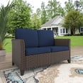thumbnail image 1 of GAZEBETER Outdoor Loveseat Sofa,Patio Wicker Loveseat with Seat Cushions and Thicking Back,2 Seat Outdoor Couch for Porch Deck Backyard,Blue, 1 of 8