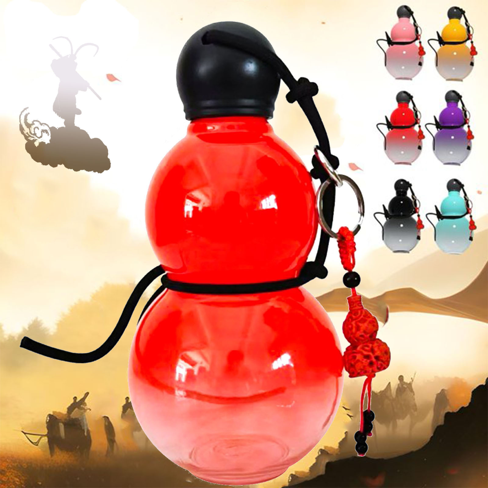 GAZHEK Red On Oriental Gourd Water Bottle Black Myth Wu Kong Game Same