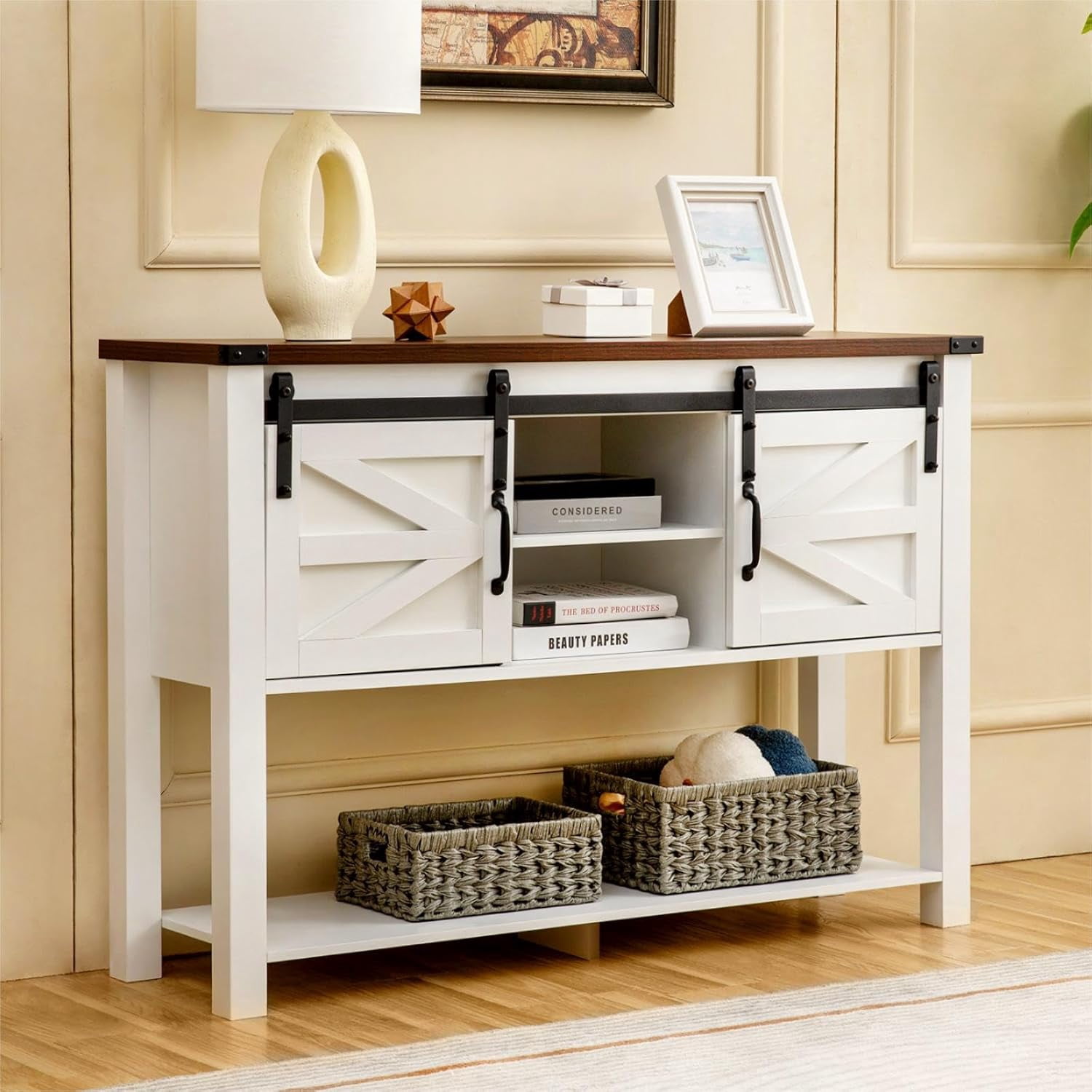 GAZHOME 2-Piece Industrial TV Stand & Coffee Table Set - Gray Oak Living Room Furniture