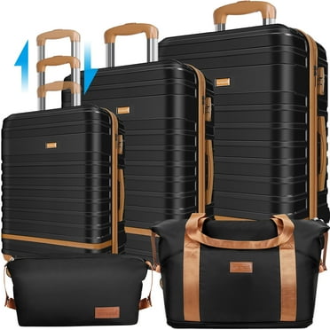 3 Piece Luggage Sets and Travel Duffel Bag, ABS Hardshell Hardside Checked Luggage with TSA Lock and Double Spinner Wheels Suitcase-Black