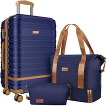 GAZILY 3 Piece Carry on Luggage,20 inch Carry-on Suitcase with TSA Lock and Double Spinner Wheels,Deep Blue