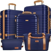 5-Piece Musment ABS Hardshell Hardside Checked Luggage Sets & Travel Duffel Bag, with TSA Lock and Double Spinner Wheels Suitcase (Deep Blue)