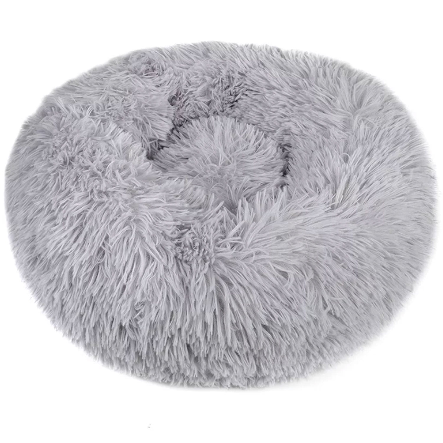 GAZILY Calming Donut Dog Bed,20'' x 20'',Washable Cozy Soft Plush Round Pet Bed,Grey