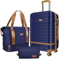 Expandable Suitcase Set Luggage Sets, 20 inch Carry On Luggage with TSA Lock and Double Spinner Wheels,(Deep Blue,3 PCS set )