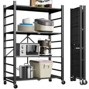 Camkey Foldable 4-Tier Storage Shelves, Black