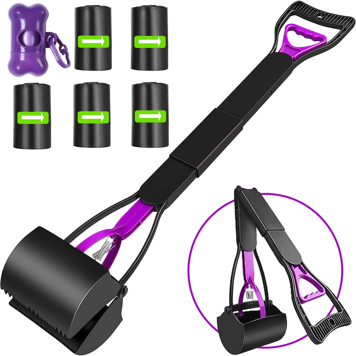 GAZILY Pet Pooper Scooper Foldable Long Handle Pooper Scooper Pet Waste