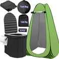 thumbnail image 1 of Portale Foldable Camping Toilet Set with Privacy Tent, Black, 1 of 9