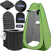 GAZILY Portale Foldable Camping Toilet Set with Privacy Tent, Black