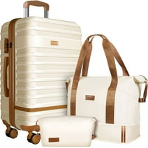 GAZILY Suitcase Set Luggage Sets, 20 inch Carry On Luggage with TSA Lock and Double Spinner Wheels,(Ivory,3 PCS set )