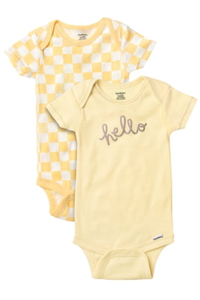 Baby Boy or Girl Neutral Short Sleeve Cotton Onesies, 2-Pack, Sizes Newborn - 12 Months