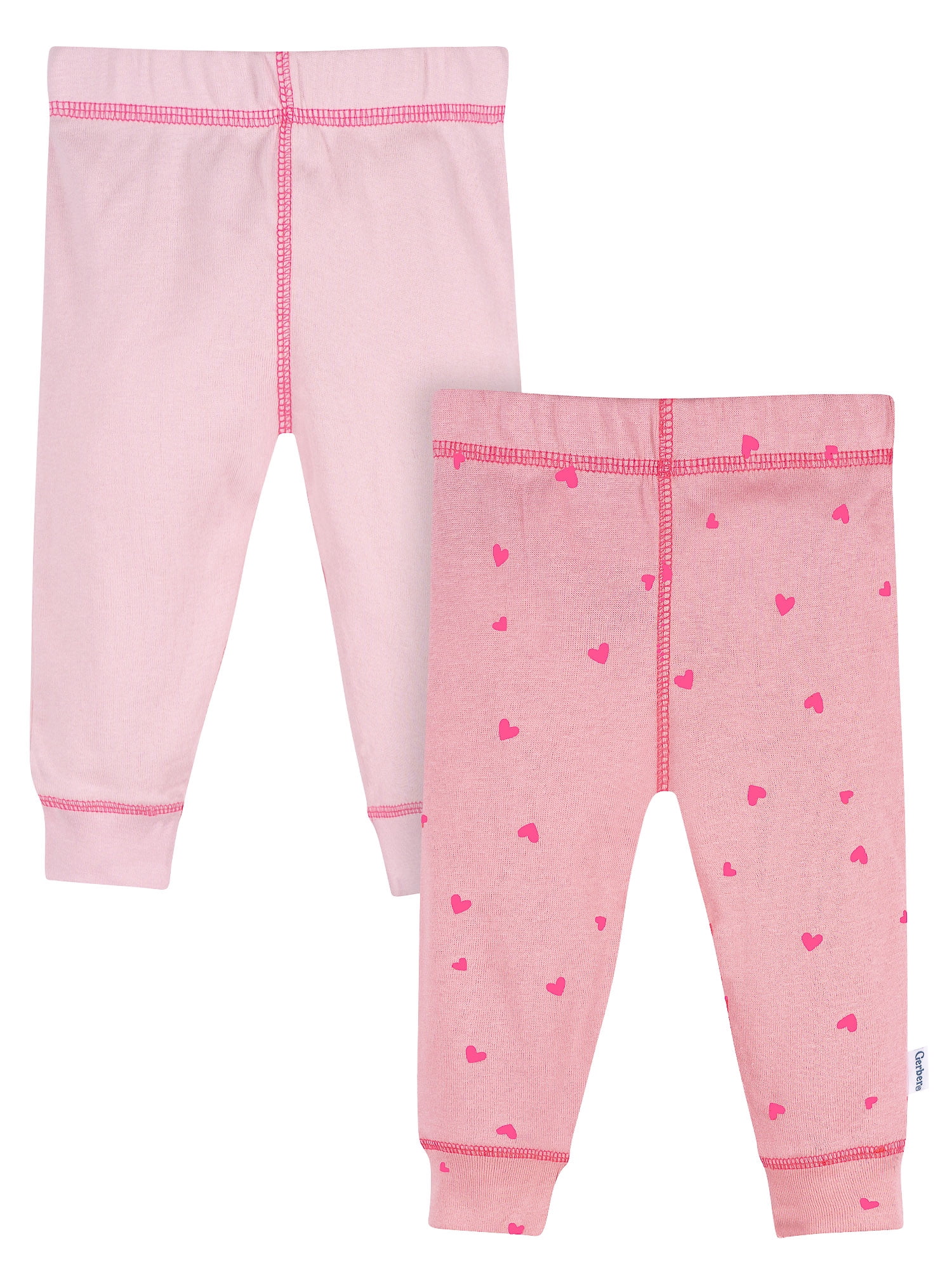 Gerber Baby Girl Cotton Pants, 2-Packs, Sizes Newborn - 12 Months